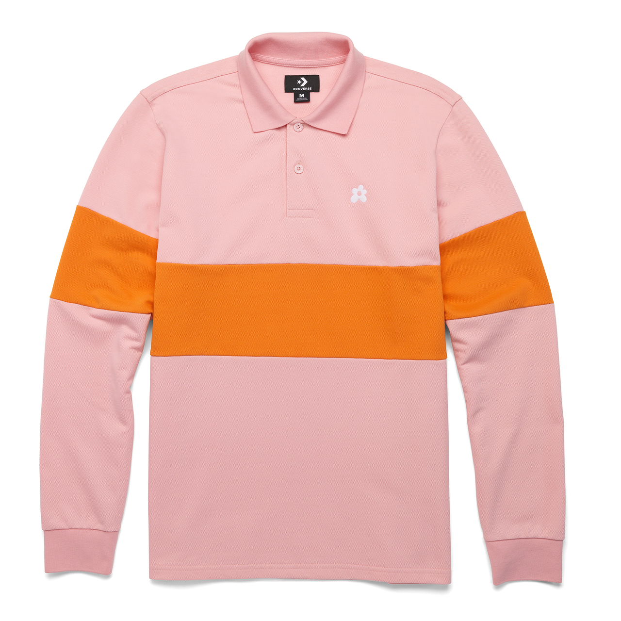 CONVERSE X GOLF LE FLEUR FLOWER EMBROIDERED POLO CANDY PINK