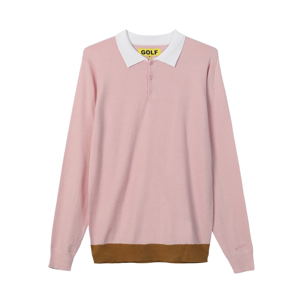 Thumbnail TWO TONE LONG SLEEVE POLO SWEATER PINK