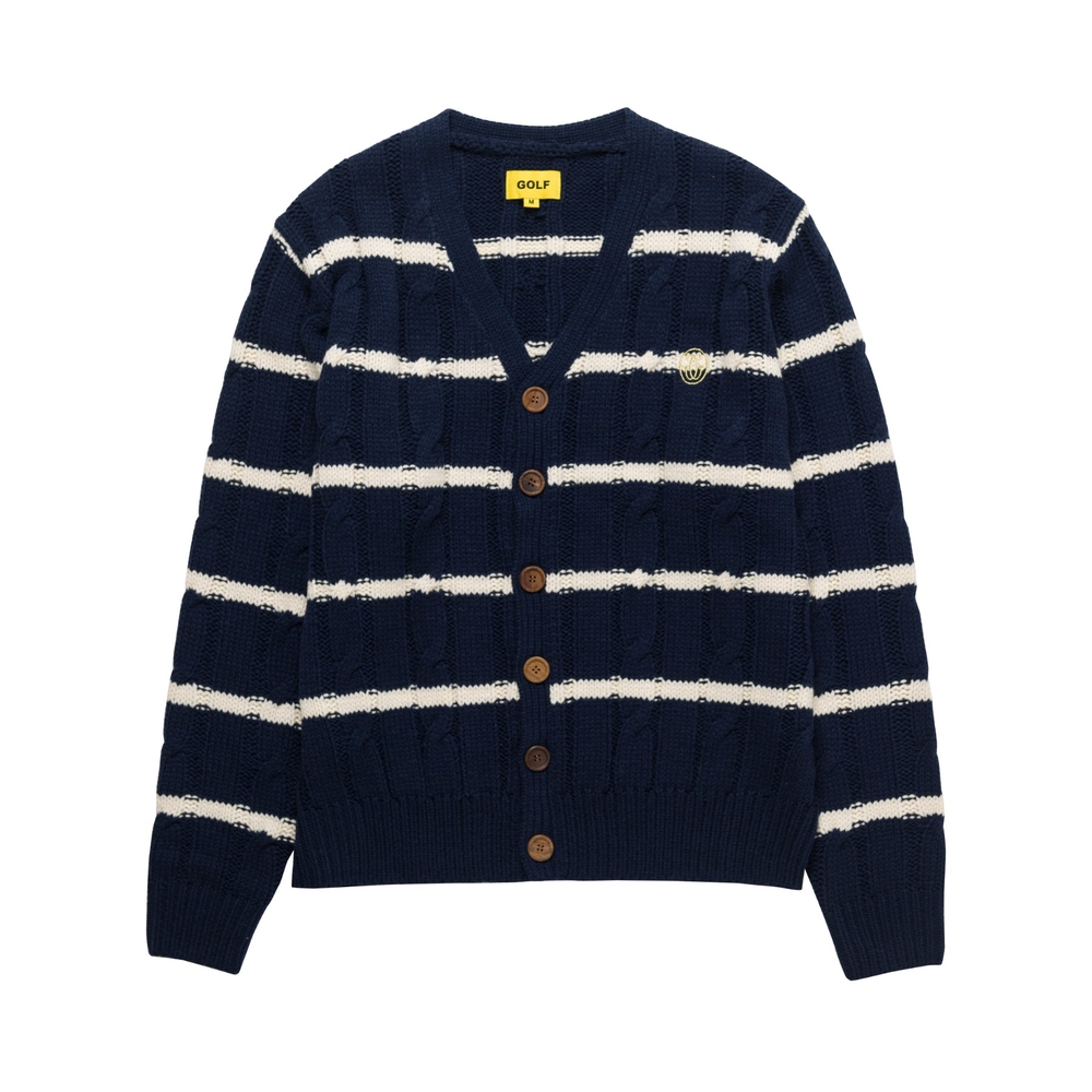 Grand Logo Striped Cardigan Navy - Fall/Winter 2022 - Golf Wang