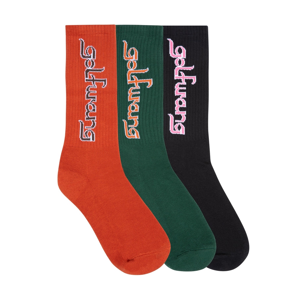 3PK FALCON SOCKS Dark Orange/Dark Green/Black