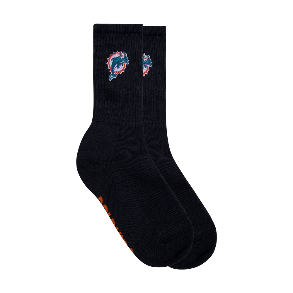 DOLPHINS 3PK SOCKS Teal Green Flame, Teal Green/Red Orange, Stretch Limo