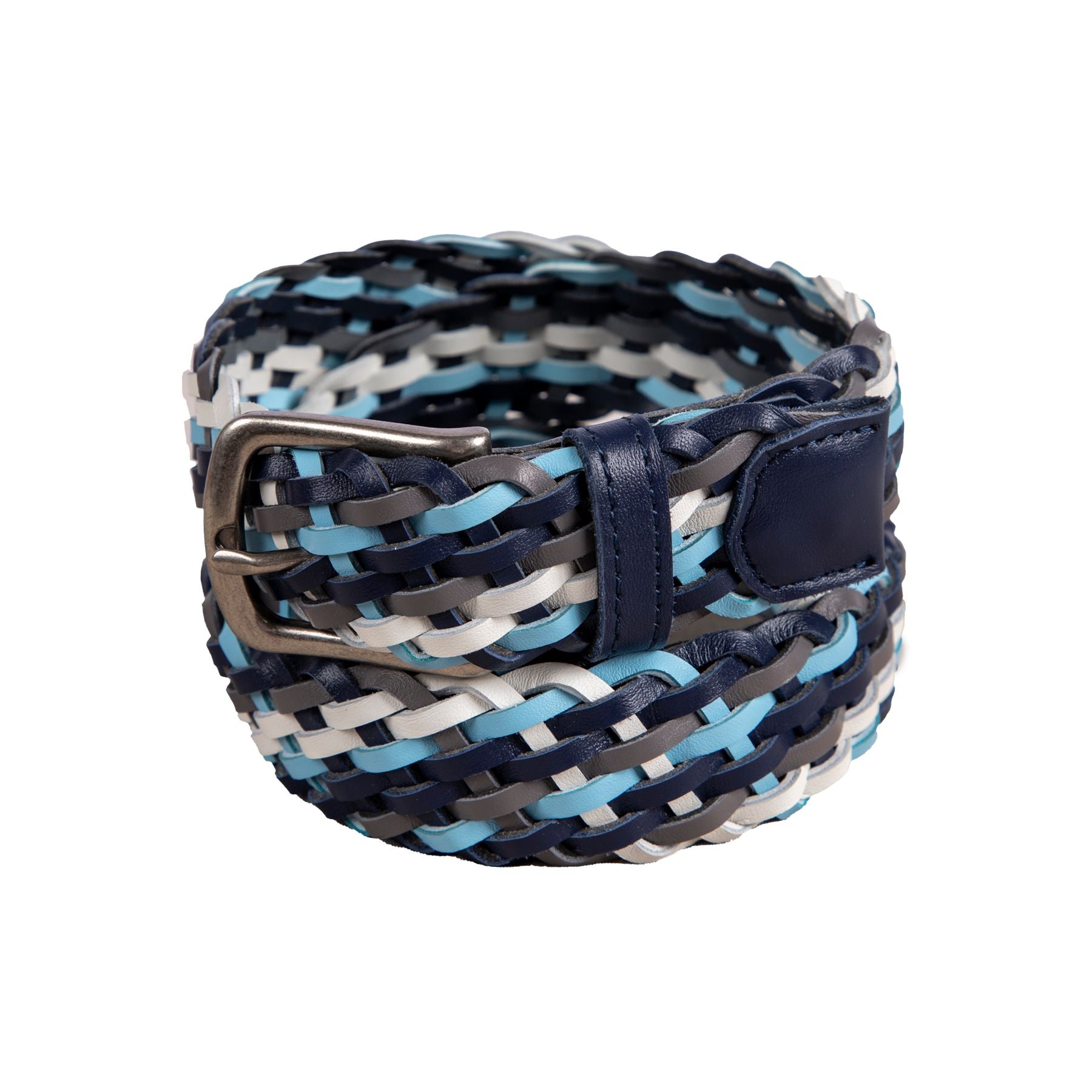 Multicolor Leather Braided Belt Blue - spring/summer 2023