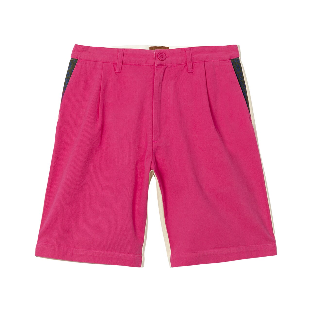 COLOR SPLIT PLEATED SHORTS HOT PINK