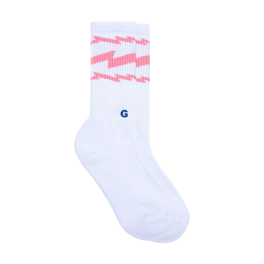 3PK LIGHTNING SOCKS White/Lt Blue, White/Pink, White/Green